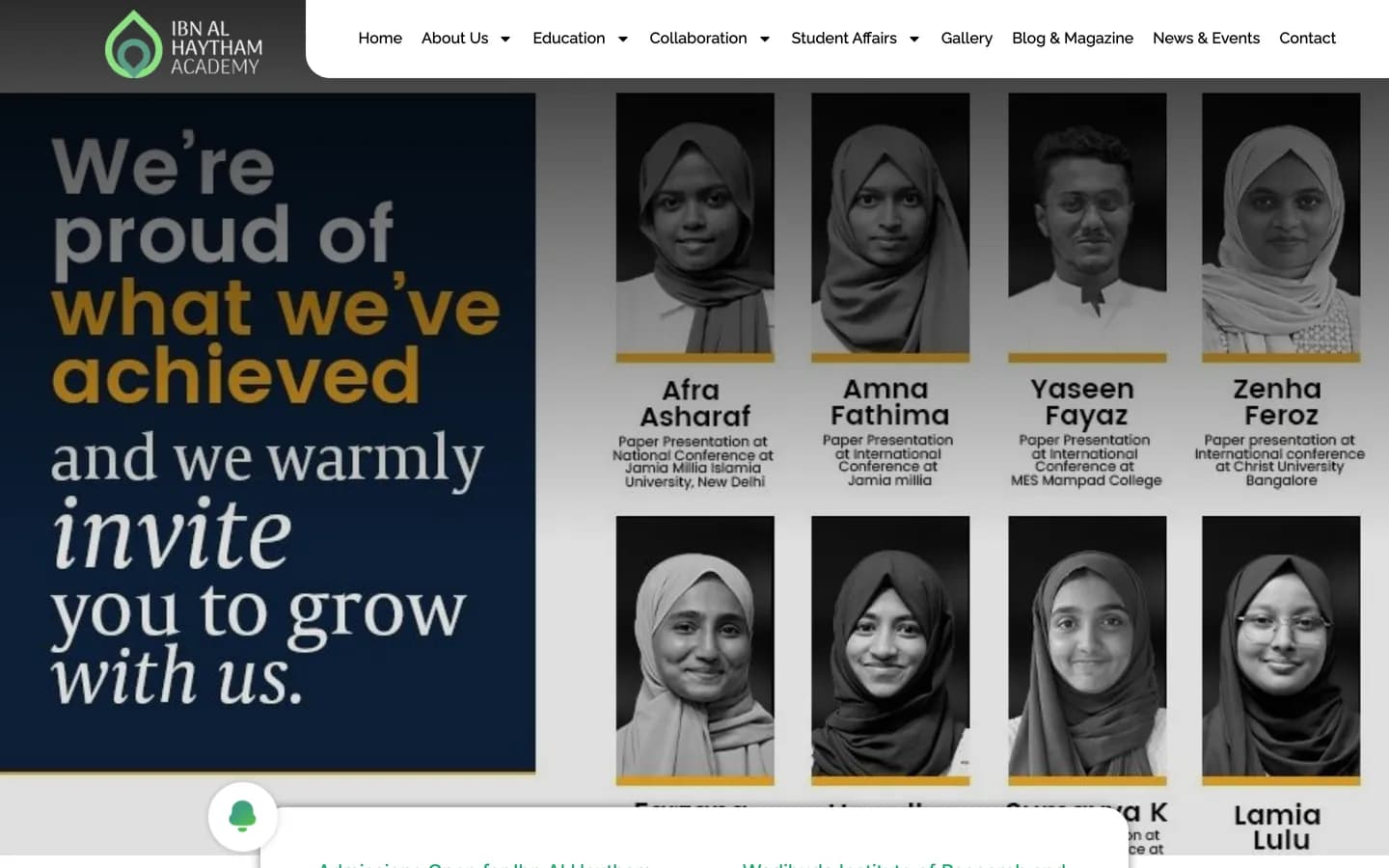 Ibn Al Haytham Academy website