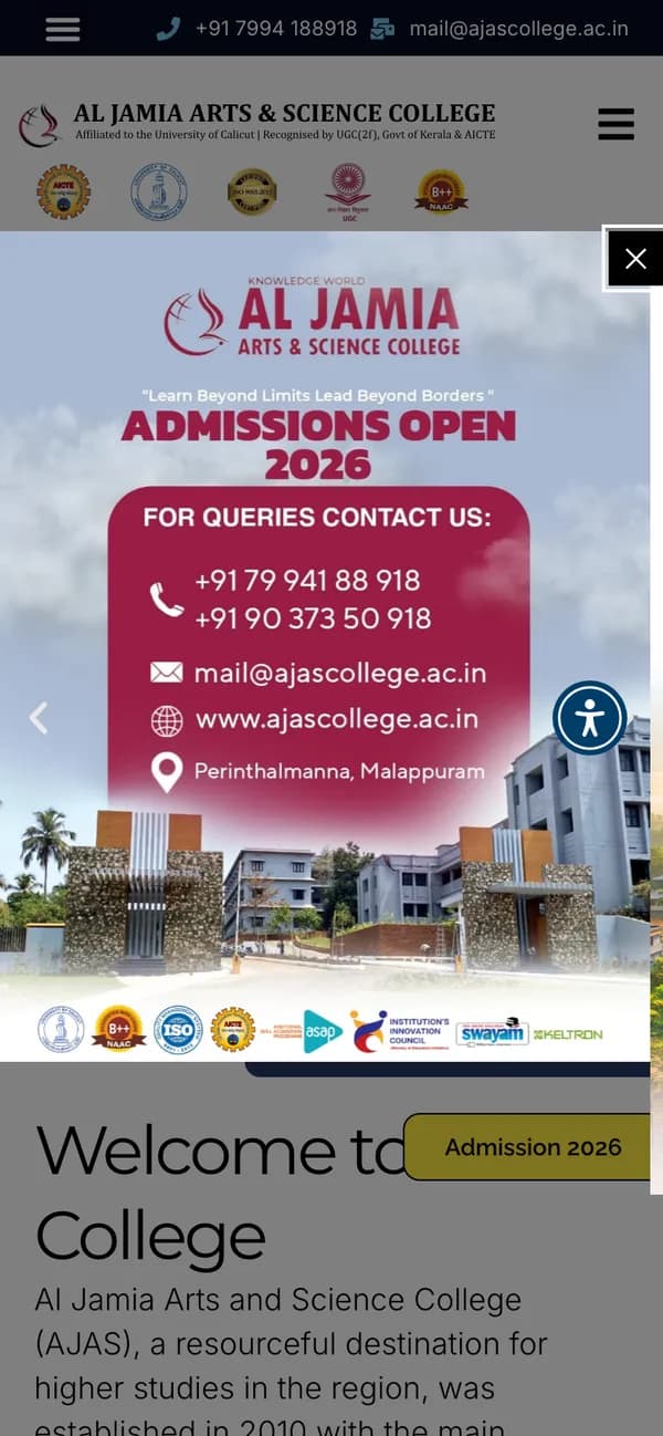 Al Jamia Arts & Science College on mobile