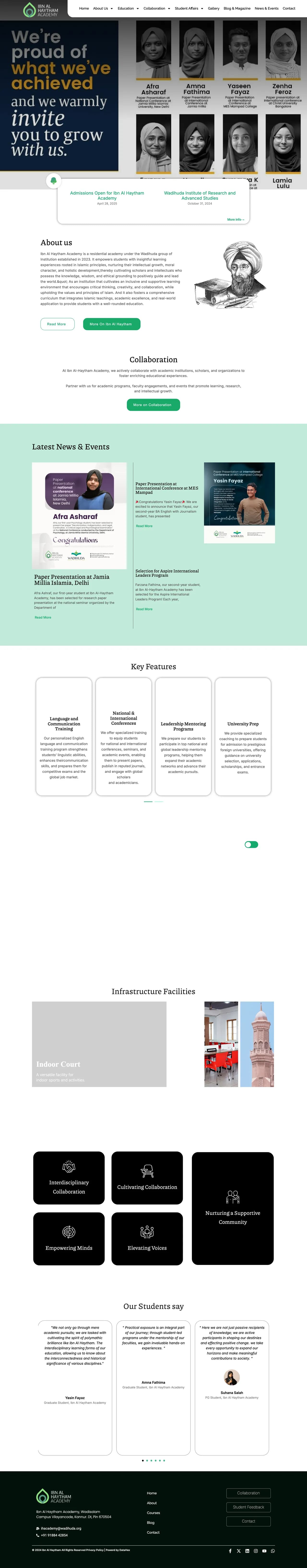 Ibn Al Haytham Academy full page
