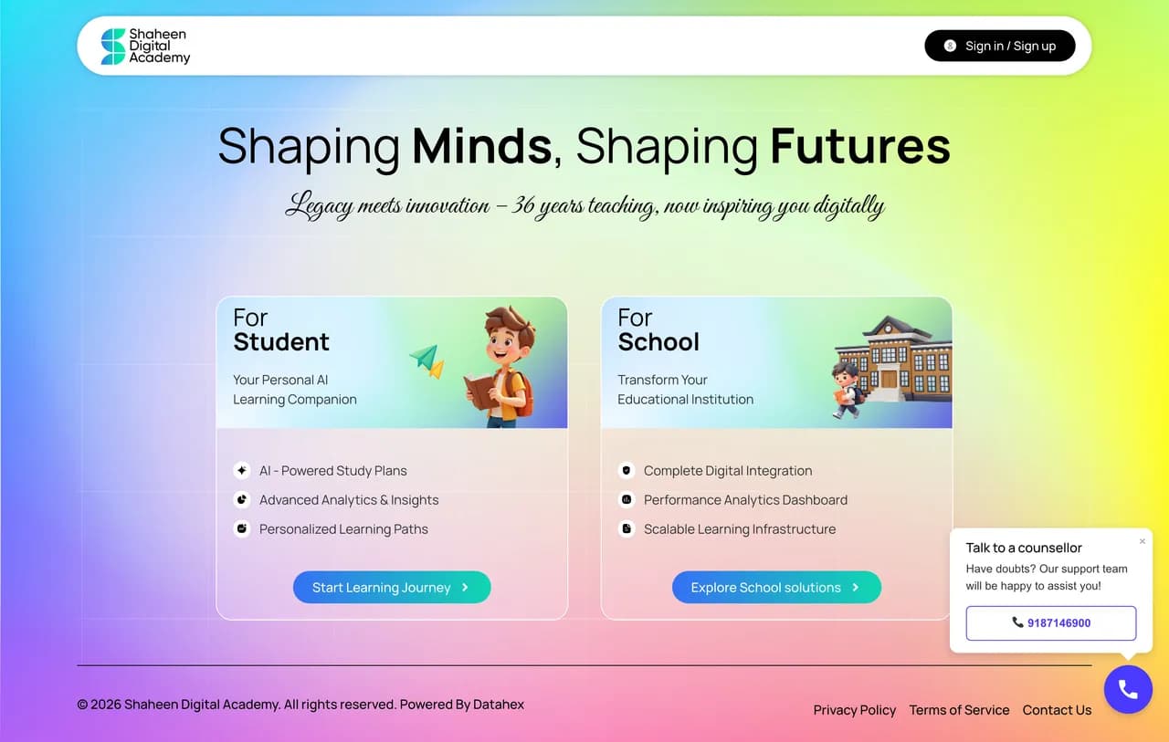 Shaheen Digital Academy full page